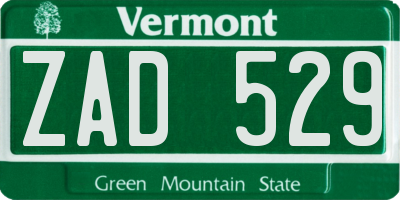 VT license plate ZAD529