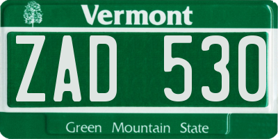 VT license plate ZAD530
