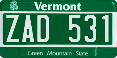 VT license plate ZAD531