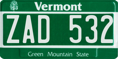 VT license plate ZAD532