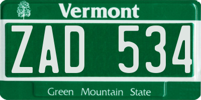 VT license plate ZAD534