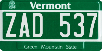 VT license plate ZAD537