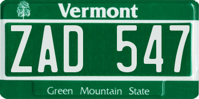 VT license plate ZAD547