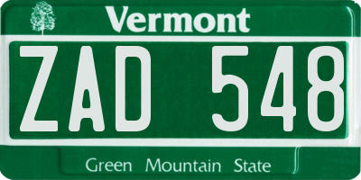 VT license plate ZAD548