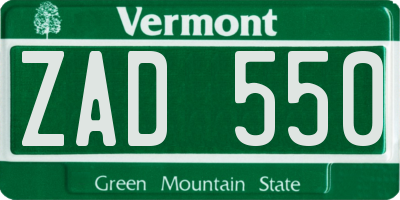 VT license plate ZAD550
