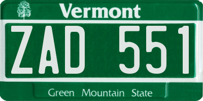 VT license plate ZAD551