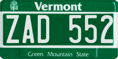 VT license plate ZAD552