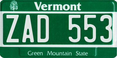 VT license plate ZAD553