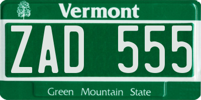 VT license plate ZAD555