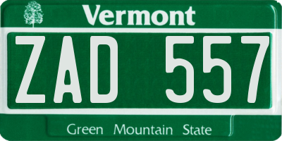 VT license plate ZAD557
