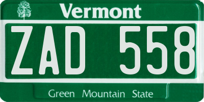 VT license plate ZAD558