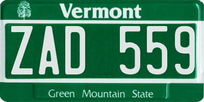VT license plate ZAD559
