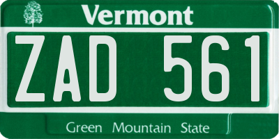 VT license plate ZAD561