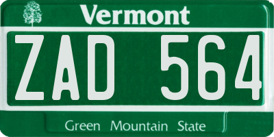 VT license plate ZAD564