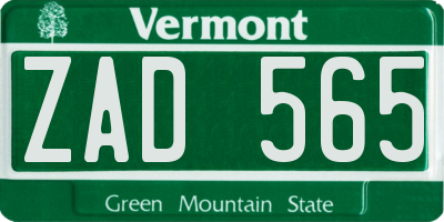 VT license plate ZAD565