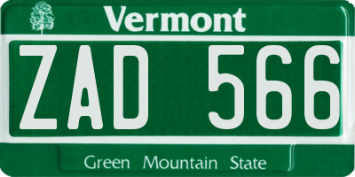 VT license plate ZAD566