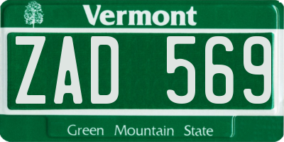 VT license plate ZAD569