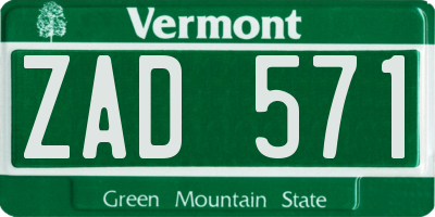 VT license plate ZAD571