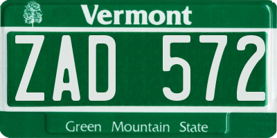 VT license plate ZAD572