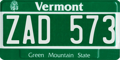 VT license plate ZAD573