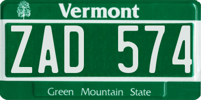 VT license plate ZAD574