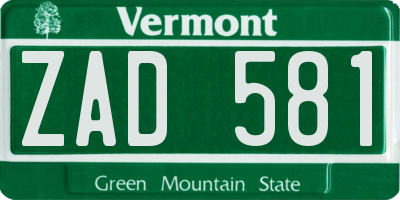 VT license plate ZAD581