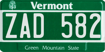 VT license plate ZAD582