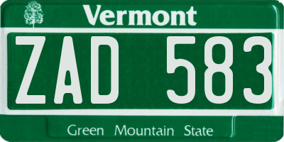 VT license plate ZAD583