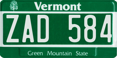 VT license plate ZAD584