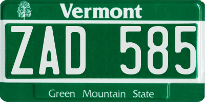 VT license plate ZAD585