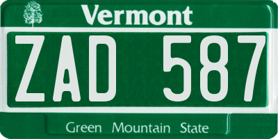 VT license plate ZAD587