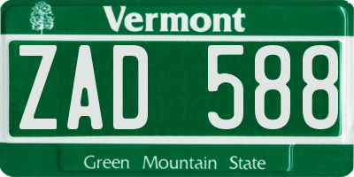 VT license plate ZAD588