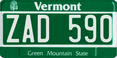 VT license plate ZAD590