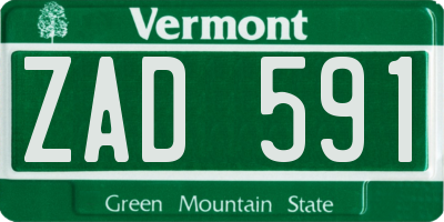 VT license plate ZAD591