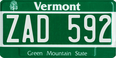 VT license plate ZAD592