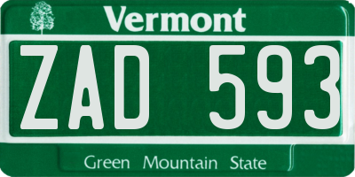VT license plate ZAD593