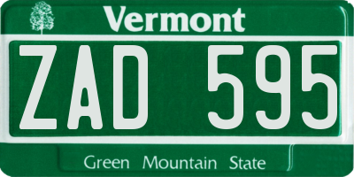 VT license plate ZAD595