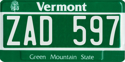 VT license plate ZAD597