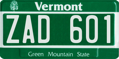 VT license plate ZAD601