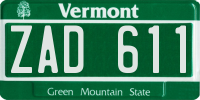 VT license plate ZAD611