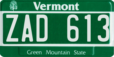 VT license plate ZAD613
