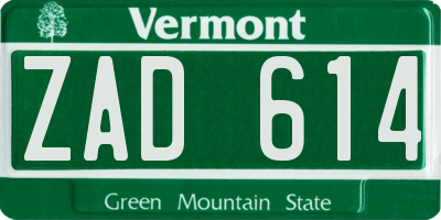 VT license plate ZAD614