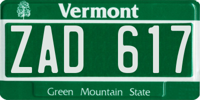 VT license plate ZAD617
