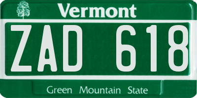 VT license plate ZAD618