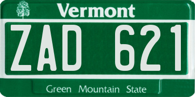 VT license plate ZAD621
