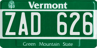 VT license plate ZAD626
