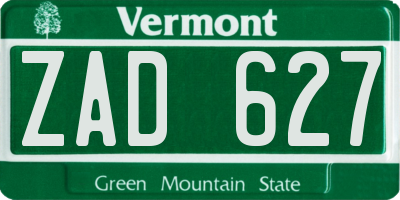 VT license plate ZAD627