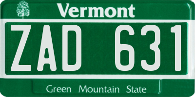 VT license plate ZAD631