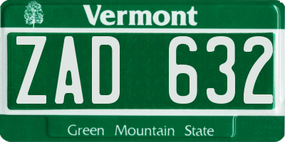 VT license plate ZAD632