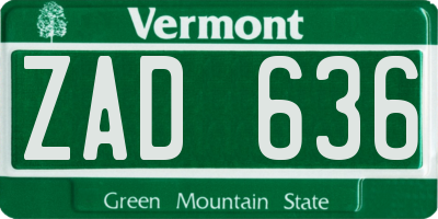 VT license plate ZAD636